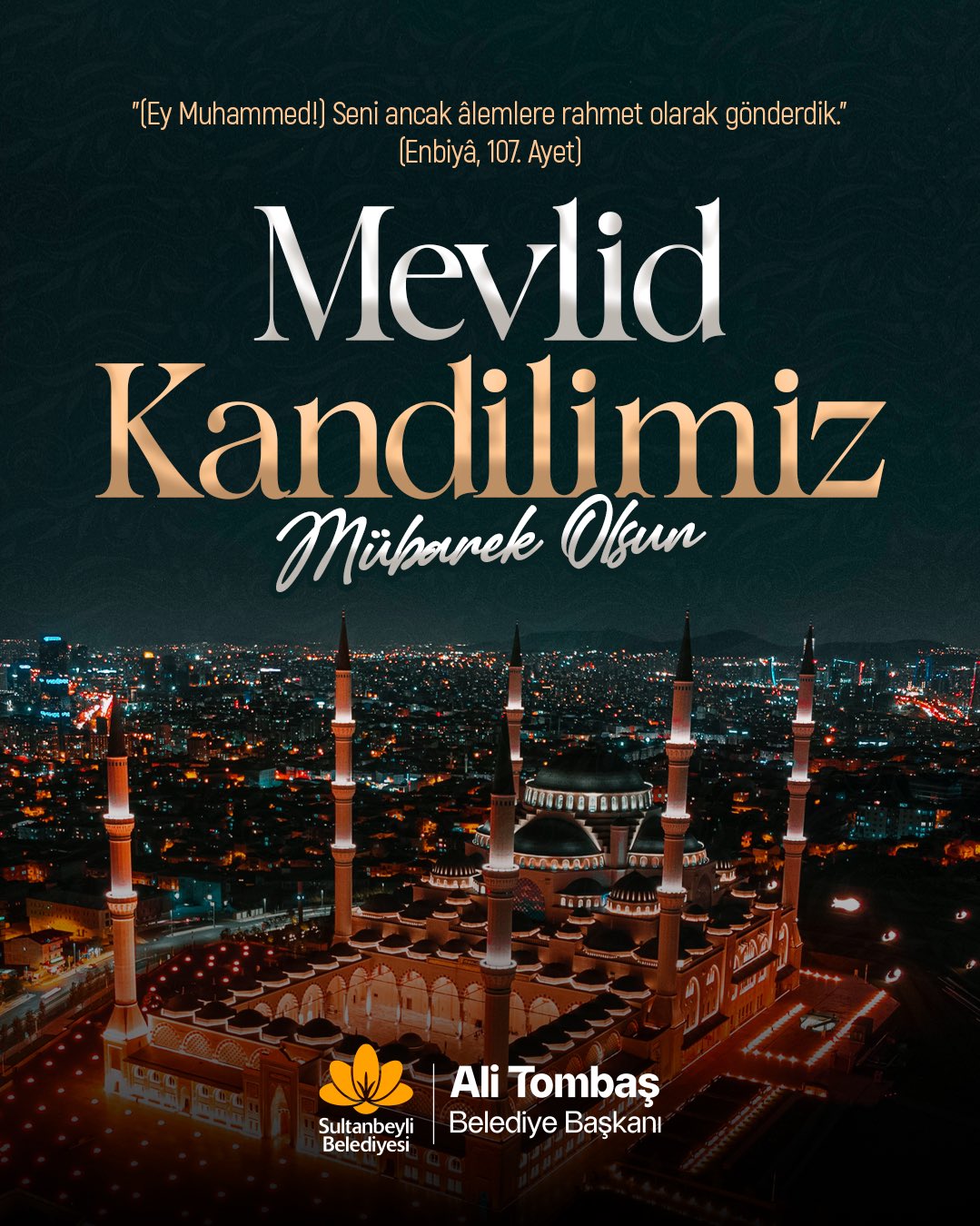Sultanbeyli Belediye Başkanı Ali Tombaş’tan Mevlid Kandili Mesajı