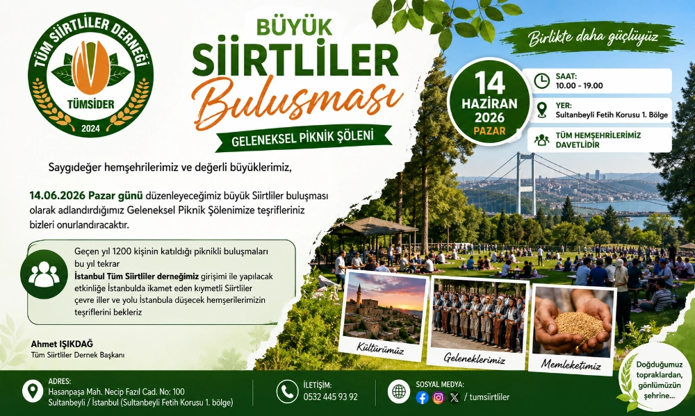 TÜMSİDER’den Hemşehri Şöleni: İstanbul’da Siirt Kültürü Yaşatılacak